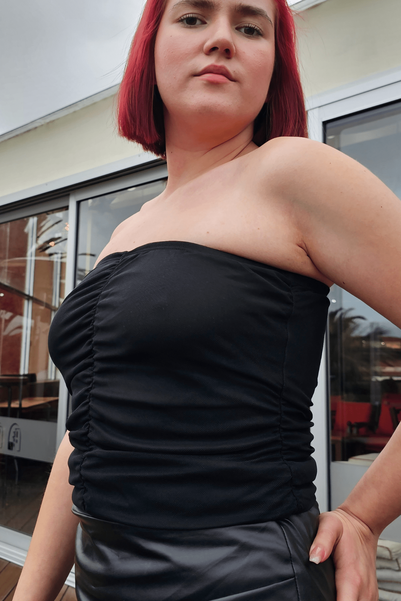 Strapless Mesh Crop Top - Soft & Breathable Fabric Black - Tenku Designs