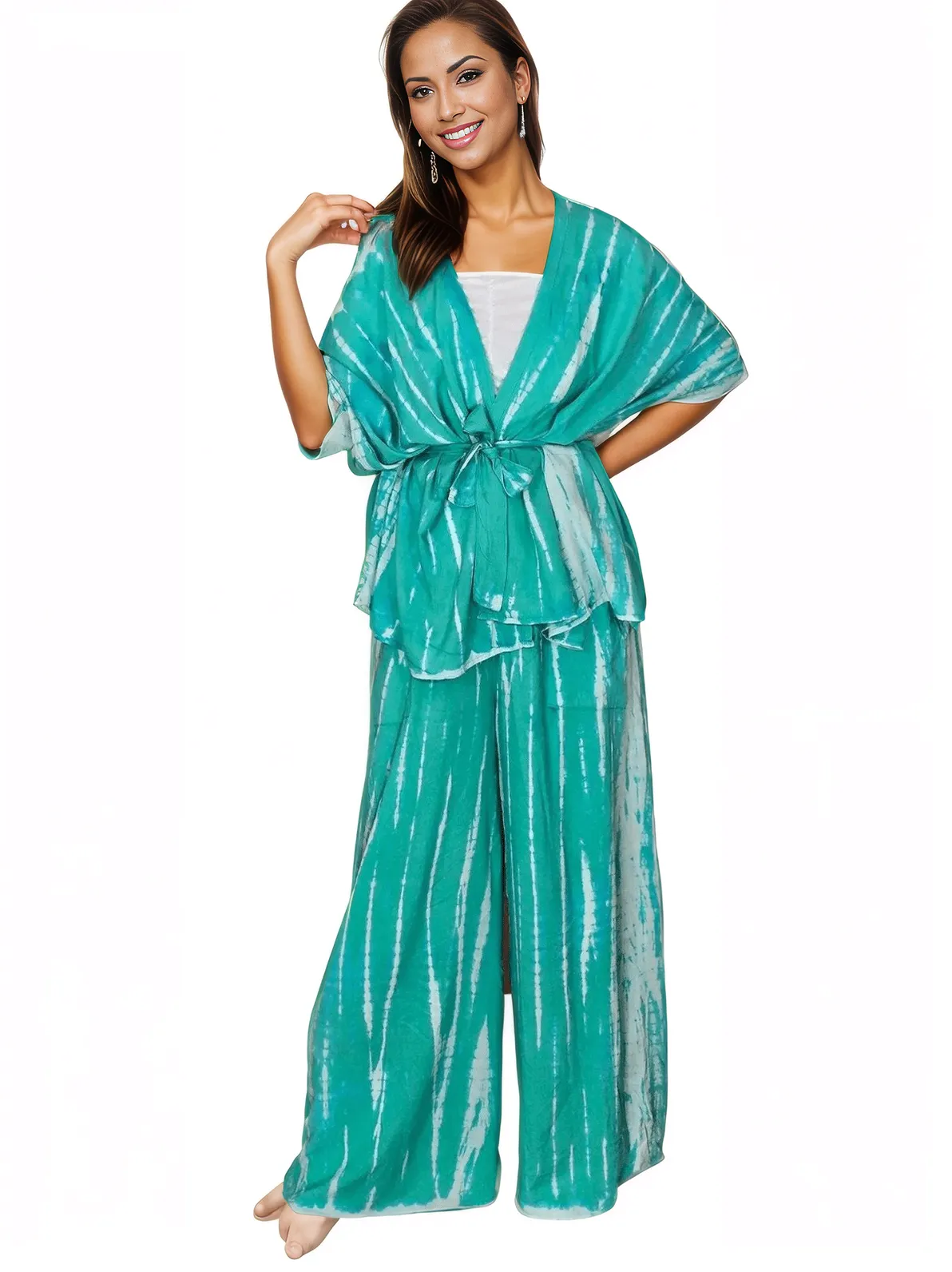 Turquoise Boho Tie - Dye Pants Set – Cozy, Chic & Effortlessly Stylish - Tenku Designs