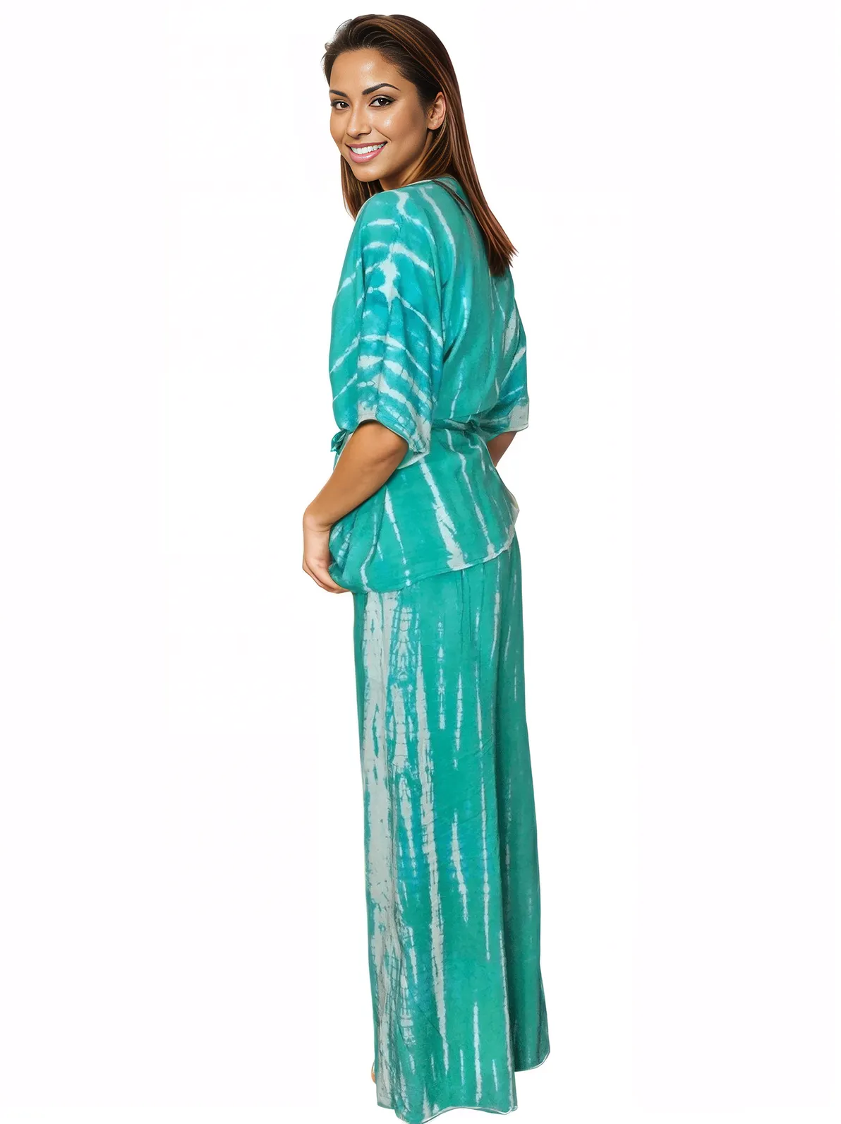 Turquoise Boho Tie - Dye Pants Set – Cozy, Chic & Effortlessly Stylish - Tenku Designs