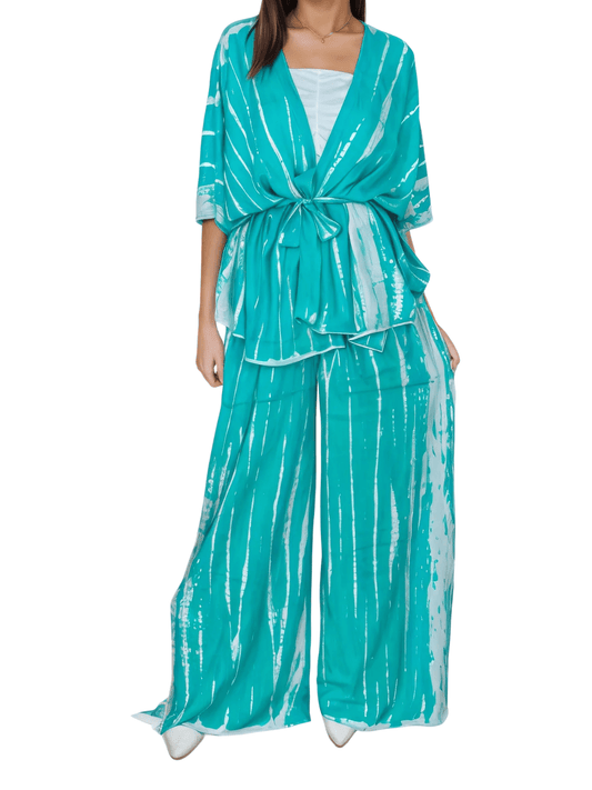 Turquoise Boho Tie - Dye Pants Set – Cozy, Chic & Effortlessly Stylish - Tenku Designs