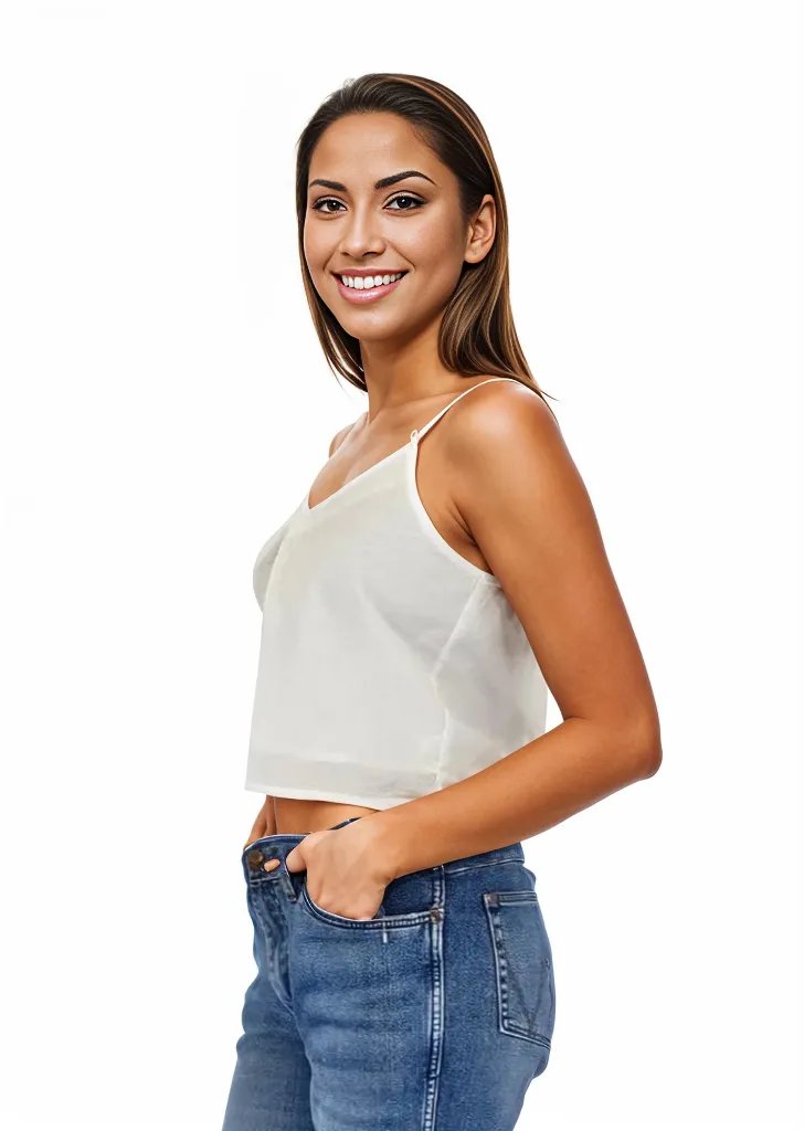 White 100% Cotton Cropped Tank Top – Adjustable Straps | Tenku Designs Style A - Tenku Designs