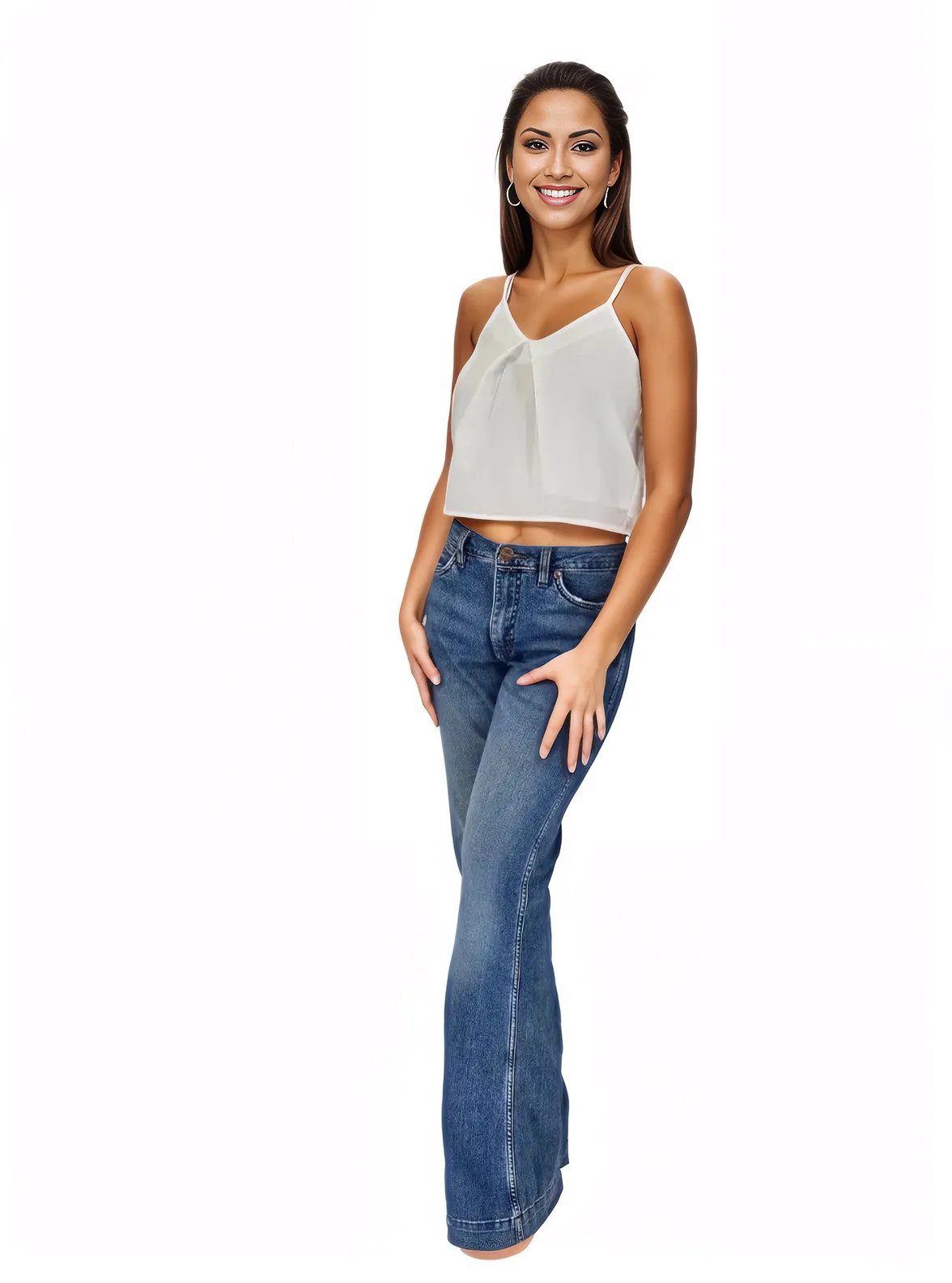 White 100% Cotton Cropped Tank Top – Adjustable Straps | Tenku Designs Style A - Tenku Designs