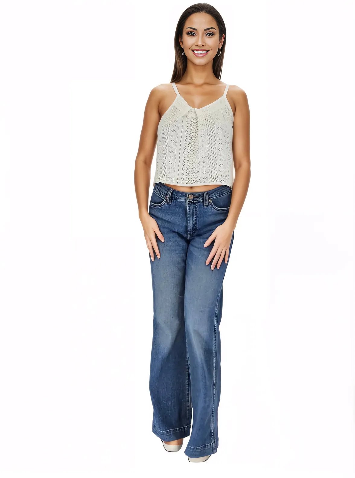 White 100% Cotton Cropped Tank Top – Adjustable Straps | Tenku Designs Style B - Tenku Designs