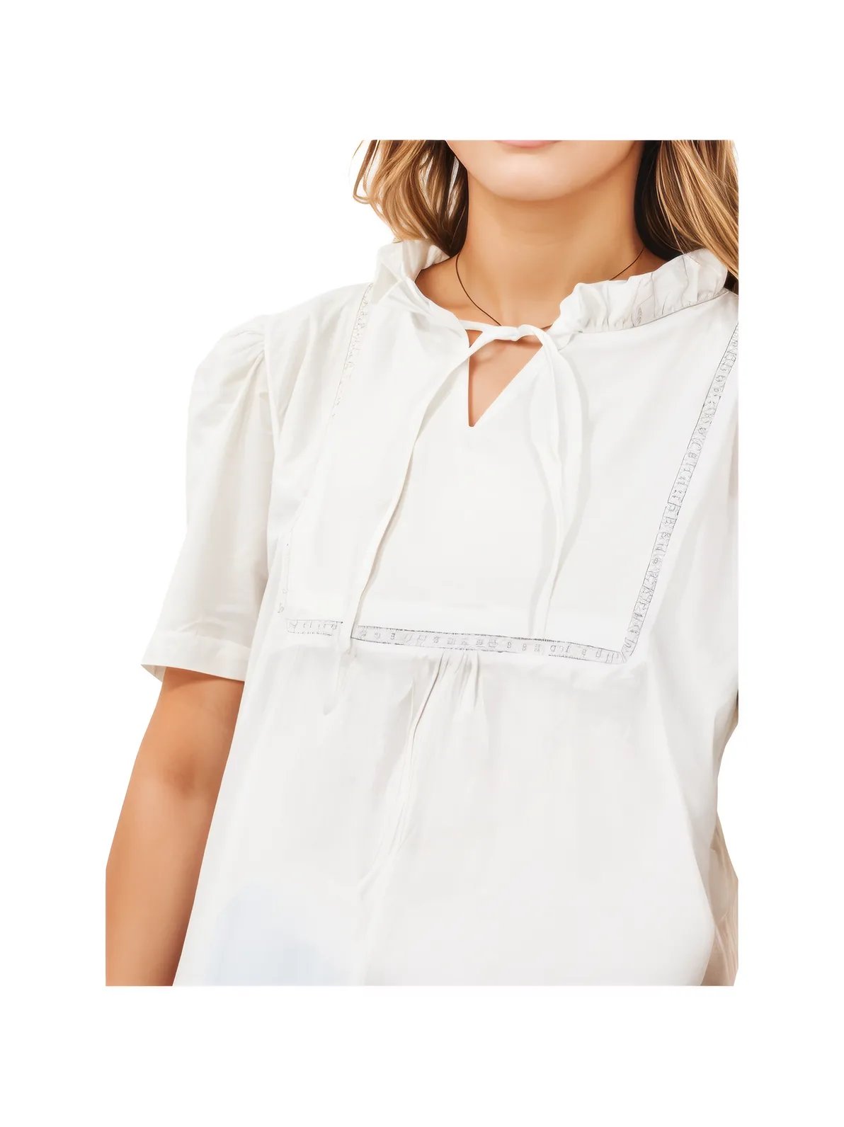 Woman's 100% Cotton White blouse - Tenku Designs