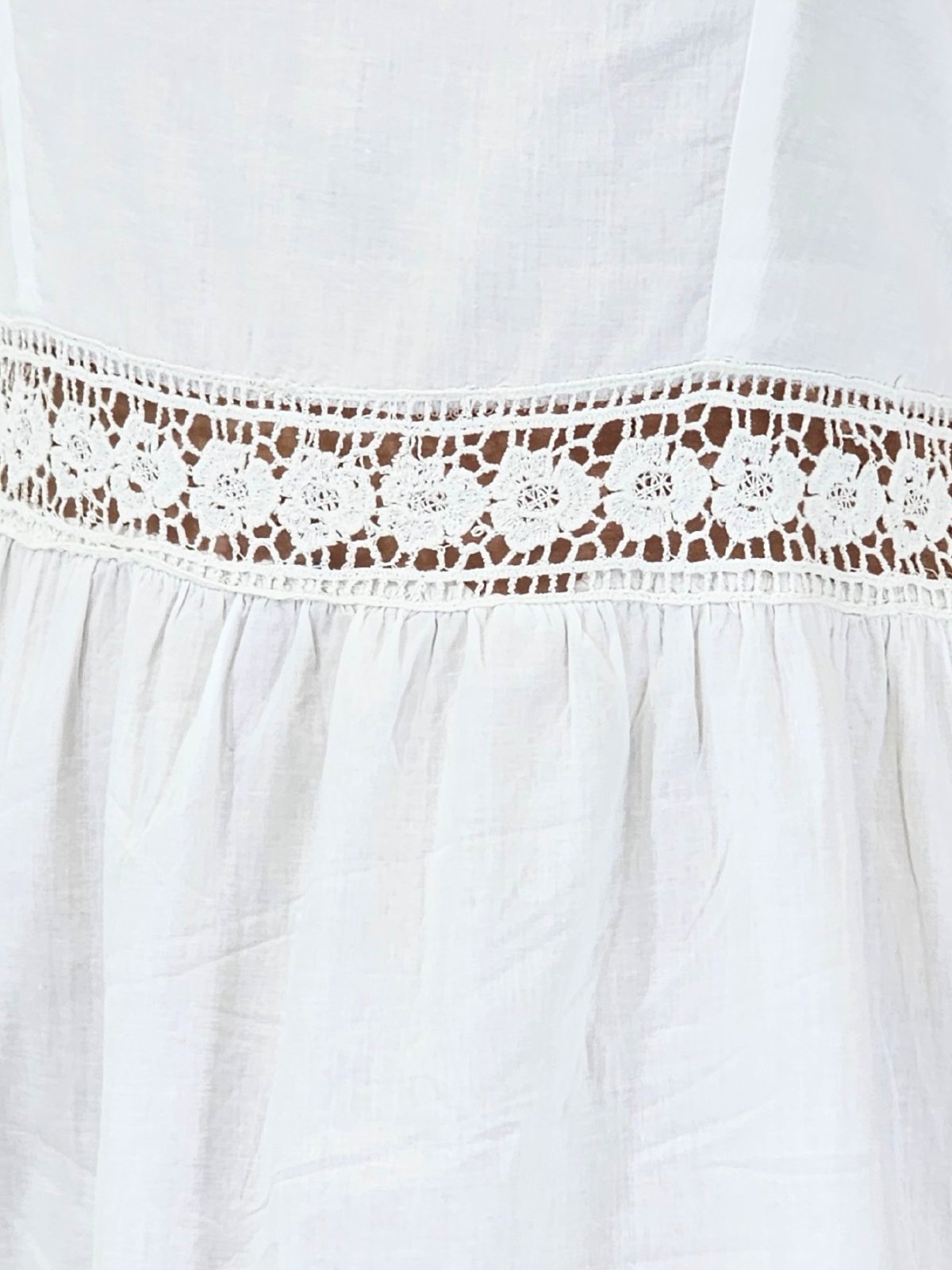 Woman's Sleeveless Lace Detail 100% Cotton White Dress - Tenku Designs