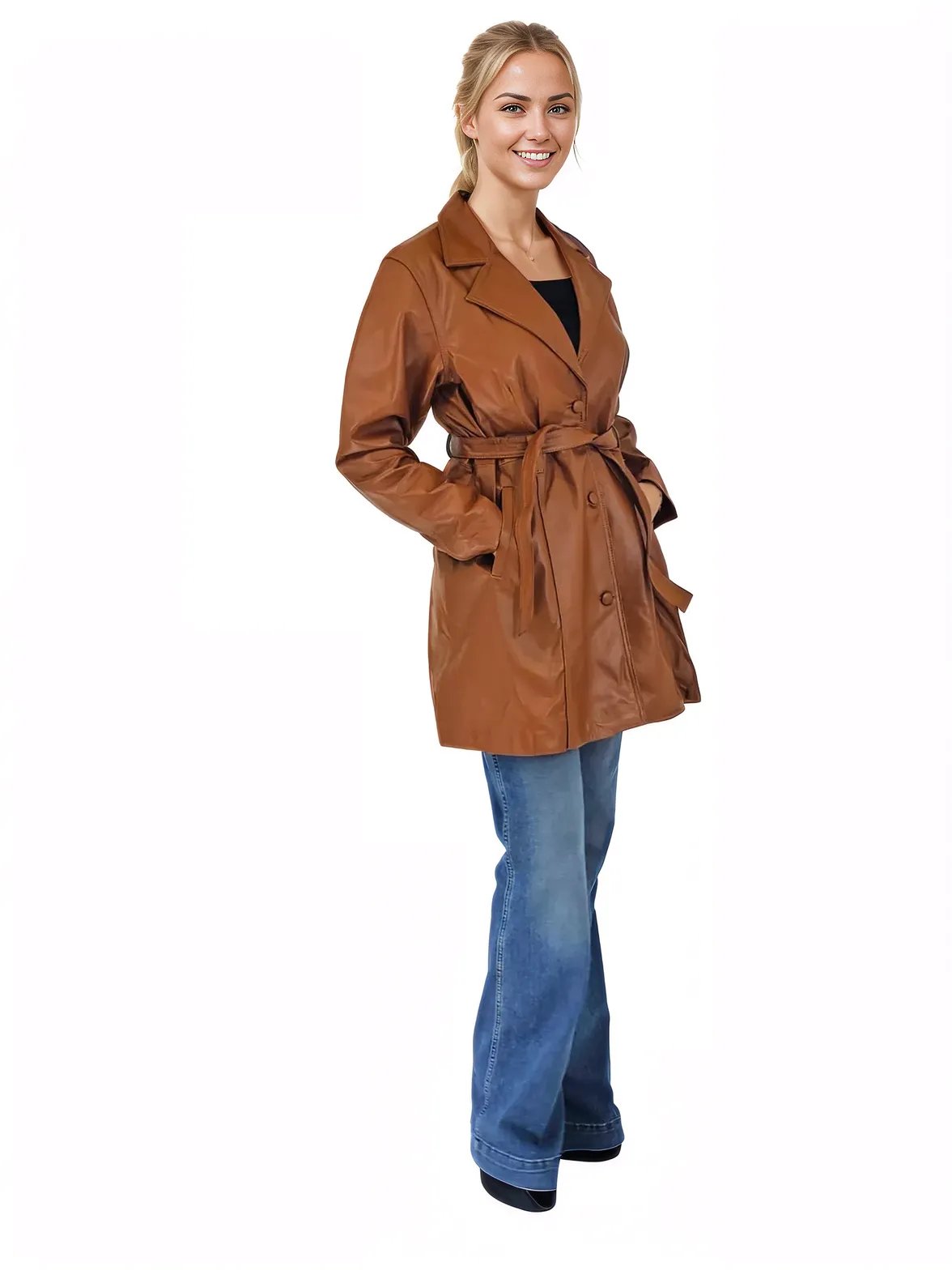 Lamb Leather Coat Honey - Tenku Designs